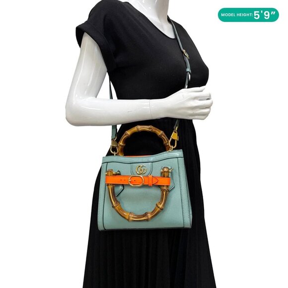 Gucci  Diana Bamboo Mini Leather Tote Bag Green 655661 - Picture 2 of 15